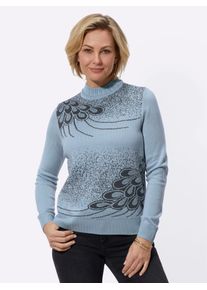 Classic Basics Damen Stehkragenpullover "Pullover", blau, Gr. 38, gemustert, 100% Polyacryl, Pullover