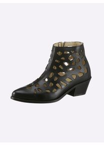 Heine Damen Stiefelette, Gr. 40, schwarz, Leder, Glattleder, Glattleder, modisch, Schuhe