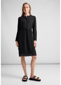 Street One Damen Blusenkleid, schwarz, casual, Gr. 46, unifarben, Stoff, 100% Polyester, Kleider, mit Knopfleiste