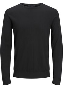 Jack & Jones JACK & JONES Herren Rundhalspullover "EMIL KNIT", schwarz, modisch, Gr. L, Obermaterial: 60% Baumwolle, 20% Nylon, 20% Viskose, Pullover
