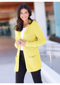 Classic Basics Damen Strickjacke, gelb, Gr. 54, unifarben, 80% Viskose, 20% Polyamid, Strickjacken