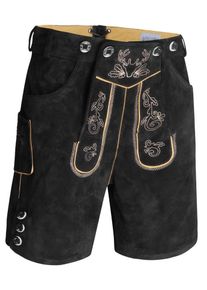 Herren Trachtenlederhose "ASLederiio", schwarz, Gr. 50, Alessandro Salvarini, Obermaterial: 100% Echtleder, Hosen, Aus echtem Leder inkl. Träger