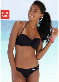 Buffalo Damen Bügel-Bandeau-Bikini-Top "Happy", schwarz, Gr. 34, unifarben, Polyamid, Microfaser, Bikini-Oberteile, mit geflochtenem Detail
