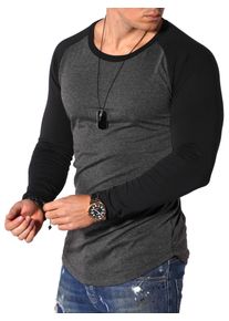 behype Herren Langarmshirt "RIO L/S", schwarz, casual, Gr. S, mehrfarbig, 100% Baumwolle, Shirts, im Oversize-Schnitt mit Raglan-Ärmeln