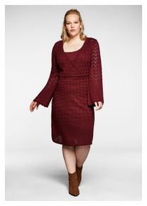 sheego Damen Strickkleid "Große Größen", rot, feminin, Gr. 48, unifarben, Obermaterial: 55% Polyamid, 40% Viskose, 5% Elasthan;Futter: 100%