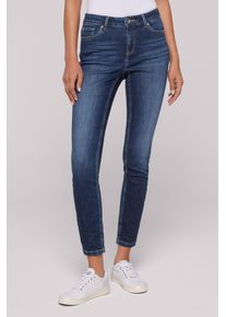 SOCCX Damen Slim-fit-Jeans, blau, casual, Gr. 31, Abriebeffekte, Material: 96% Baumwolle, 3% Polyester, 1% Elasthan, Zusatz: Enthält nichttextile