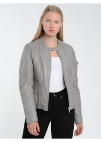 Mustang Damen Bikerjacke "31021532", grau, Gr. L, Obermaterial: 100% Lammleder / Innenfutter: 100% Baumwolle / Ärmelfutter: 100% Polyester /