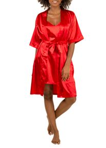 Family Trends Damen Set: Push-up-BH "Damen Homewear", Gr. L, rot, 97% Polyamid, 3% Elasthan, BH-Sets, aus Kimono und Negligé
