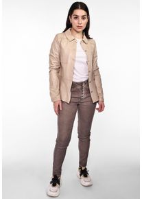 Maze Damen Lederjacke "42020134", beige, Gr. XL, Obermaterial: 100% Leder, Lammnappa / Innenfutter: 100% Polyester / Ärmelfutter: 100% Polyester,