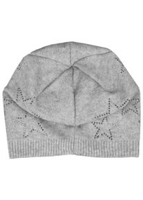 Damen Beanie, grau, modisch, Capelli New York, meliert, Feinstrick, Strick, Materialmix, Mützen, mit Schmucksteinen