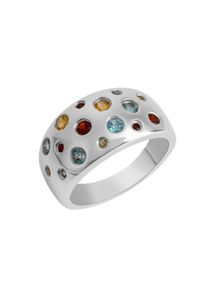 Vivance Damen Fingerring "925/- Sterling Silber rhodiniert mit Farbsteinen", 054 (17,2), Silber 925 (Sterlingsilber), weiß, Silber 925