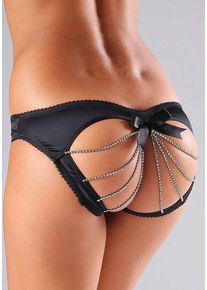Damen Slip-Ouvert, Petite Fleur Gold, Gr. 36, schwarz, Microtouch, Obermaterial: 97% Polyester, 3% Elasthan, Unterhosen, mit Strassketten am Po