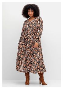 Damen Maxikleid "Große Größen", schwarz, Gr. 48, sheego by Joe Browns, gemustert, Obermaterial: 100% Viskose (LENZING ECOVERO), Kleider, mit