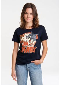 logoshirt Damen T-Shirt "Tom & Jerry", blau, casual, Gr. XXL, bedruckt, 100% Baumwolle, Shirts, mit lizenziertem Print