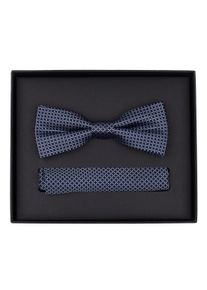 Venti Herren Fliege "Venti Set aus Fliege und Einstecktuch gemustert", blau, 100% Seide, Fliegen