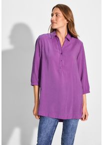 Cecil Damen Longbluse, lila, casual, Gr. M, unifarben, Stoff, 84% Modal, 16% Polyester, Blusen, mit 3/4 Ärmeln
