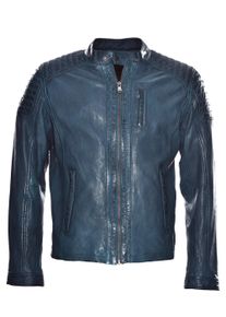 JCC Herren Bikerjacke "31020346", blau, Gr. 50, Obermaterial: 100% Leder Lamm; Futter: 100% Baumwolle; Ärmelfutter: 100% Polyester, Jacken