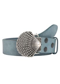 Damen Ledergürtel, blau, casual,modisch, Gr. 105, RETTUNGSRING BY SHOWROOM 019, unifarben, Leder, Gürtel, mit austauschbarer Schließe »Muschel Nieten«