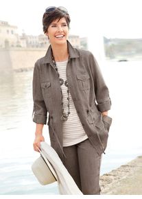 Damen Blusenblazer "Blusenjacke", grau, Gr. 20, 100% Polyester, Blazer