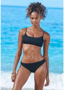 Vivance Damen Bikini-Hose "Valeria", schwarz, Gr. S, unifarben, Strukturmuster, Polyester, Badehosen, klassische Form, Mix-Kini