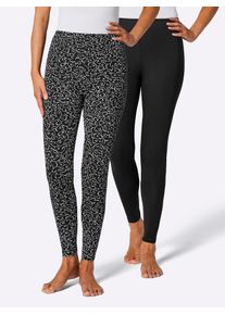 Damen Leggings, Gr. 22, schwarz, 95% Baumwolle, 5% Elasthan, unifarben, Hosen