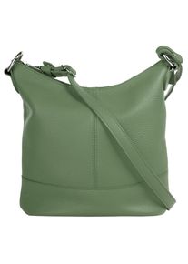CLUTY Damen Umhängetasche, grün, Leder, unifarben, leicht glänzend, Taschen, echt Leder, Made in Italy