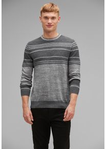 Street One MEN Herren Streifenpullover, grau, casual, Gr. M, gestreift, Web, 60% Baumwolle, 40% Polyester, Pullover, mit Rundhalsausschnitt