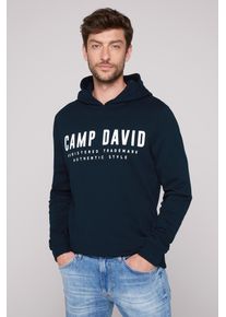 CAMP DAVID Herren Kapuzensweatshirt, blau, casual, Gr. M, bedruckt, Material: 100% Baumwolle, Sweatshirts, aus Baumwolle