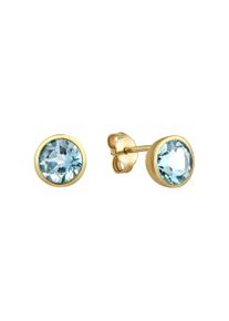 Diamonds by Ellen K. Damen Paar Ohrstecker "Gold 375 mit Blautopasen 7mm", ONE-SIZE, Gold, gelb, FASCINATION BY ELLEN K., Gold, Ohrringe