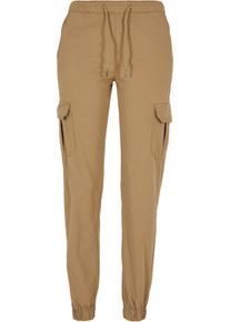 Urban Classics Damen Cargohose "Urban Classics Damen Ladies High Waist Cargo Jogging Pants", beige, Gr. 4XL, unifarben, 98% Baumwolle, 2% Elasthan,