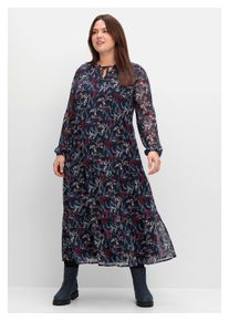 sheego Damen Maxikleid "Große Größen", blau, Gr. 48, gemustert, Obermaterial: 100% Polyester;Futter: 95% Viskose, 5% Elasthan, Kleider, aus Chiffon,