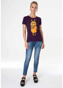 logoshirt Damen T-Shirt "Die Sendung mit der Maus", lila, casual, Gr. XS, bedruckt, 100% Baumwolle, Shirts, mit lizenziertem Design