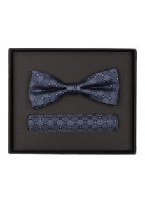 Venti Herren Fliege "Venti Set aus Fliege und Einstecktuch gemustert", blau, 100% Seide, Fliegen