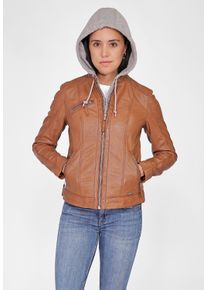 Mustang Damen Lederjacke "31020148", braun, Gr. L, Obermaterial: 100% Lammleder / Innenfutter: 90% Baumwolle, 10% Polyester / Futter: 100% Polyester