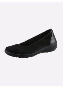 Classic Basics Damen Ballerina, Gr. 42, schwarz, Nubukleder, Textil, sportlich, Schuhe