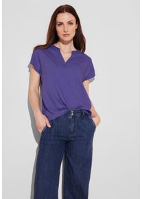 Street One Damen Kurzarmbluse, lila, casual, Gr. 34, unifarben, Stoff, 100% Viskose, Blusen, aus softer Viskose