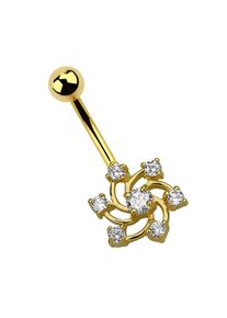 Adelia´s ADELIA ́S Damen Bauchnabelpiercing "Piercing Bauchnabelpiercing", transparent, Chirurgiestahl, Piercings, Spiralblume mit sieben gefassten Steinen