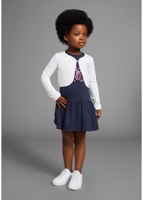 Kidsworld Mädchen Bolero, Kleid & Leggings "2tlg. Set : Kleid mit Bolero-Jacke", blau, modisch, Gr. 104, bedruckt, Jersey, Obermaterial: 95%