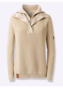 Casual Looks Damen Troyer "Troyer-Pullover", beige, Gr. 36, unifarben, 50% Baumwolle, 50% Polyacryl, Pullover