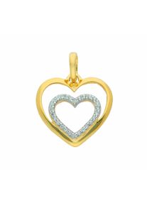 Adelia´s ADELIA ́S Damen Ketten-Anhänger "Damen Goldschmuck 333 Gold Anhänger Herz mit Zirkonia", Weißgold 333, gold, Weißgold 333, Schmuckanhänger, mit