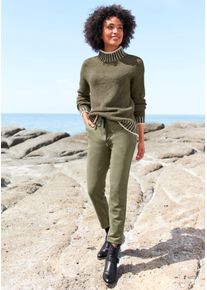 Heine Damen Strickpullover "Pullover", grün, Gr. 42, unifarben, gemustert, mehrfarbig, 60% Polyacryl, 15% Polyester, 10% Viskose, 8% Wolle, 7%