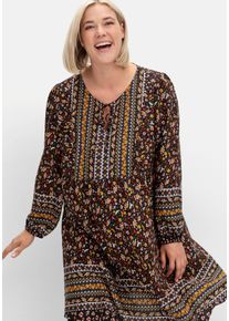 Große Größen Hängerchen-Kleid im Mustermix, in A-Linie Gr. 24 braun geblümt von sheego für Damen