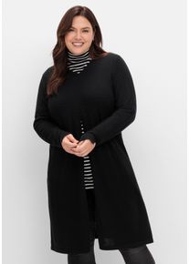Große Größen Longpullover in A-Linie, mit langem Schlitz vorn Gr. 52/54 schwarz von sheego für Damen