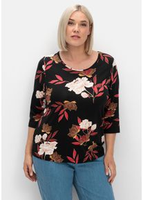 Große Größen 3/4-Arm-Shirt mit Blumenprint, aus Viskosejersey Gr. 54 rot geblümt von sheego für Damen