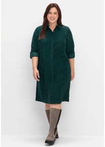 Große Größen Hemdblusenkleid aus weichem Cord Gr. 46 grün von sheego für Damen