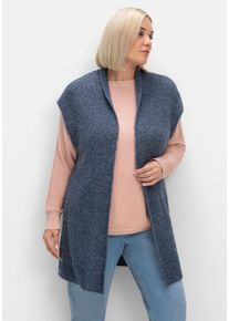 Große Größen Strickweste in offener Form und melierter Optik Gr. 54 blau von sheego für Damen