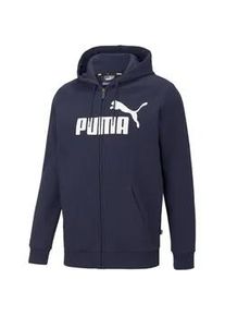 Kapuzensweatshirt Puma "ESS BIG LOGO FZ HOODIE FL" Gr. L, blau (peacoat) Herren Sweatshirts