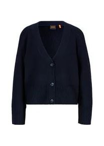 Strickjacke BOSS ORANGE "C_Fousse" Gr. M, blau (dark blue 404) Damen Strickjacken mit Knopfverschluss