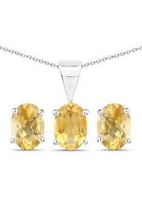 Paar Ohrstecker VIRA JEWELS "Silber 925 rhodiniert Ohrringe und Halskette mit echtem Citrin" Gr. ONE-SIZE, 2,4 ct, Silber 925 (Sterlingsilber), weiß (weiß, orange) Damen