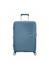 Hartschalen-Trolley American Tourister "SOUNDBOX 67" Gr. B/H/T: 46,5cm x 67cm x 29cm 71,5 l, blau (stone blue) Koffer mittel groß Reisegepäck Volumenerweiterung TSA-Zahlenschloss